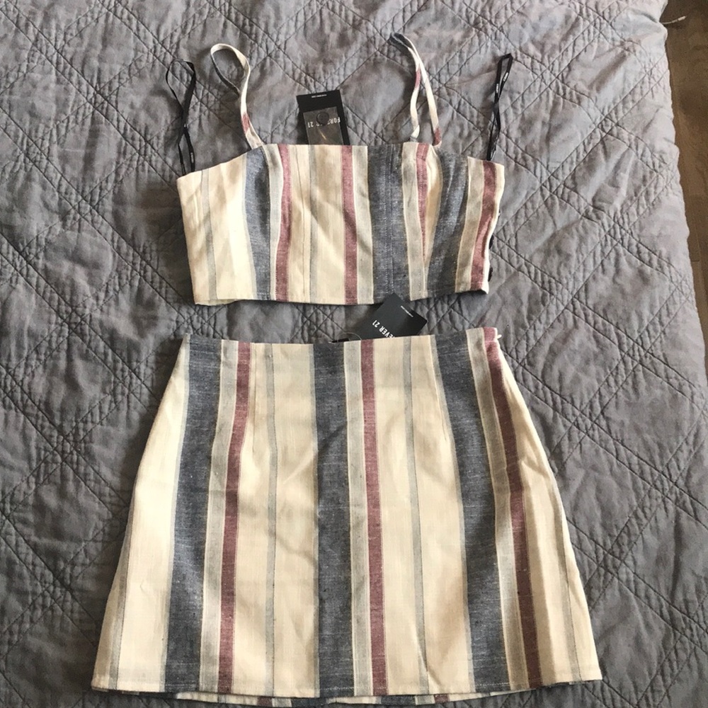 Linen crop top and and skirt set